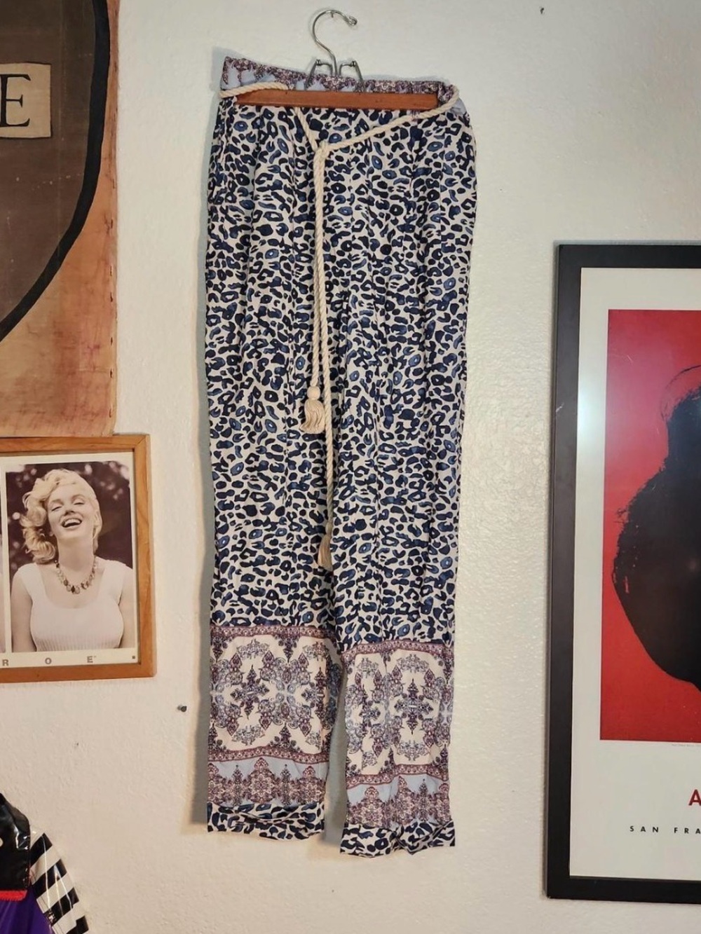 Women's Anthropologie Ouari Drawstring Lounge Pants - Blue Leopard